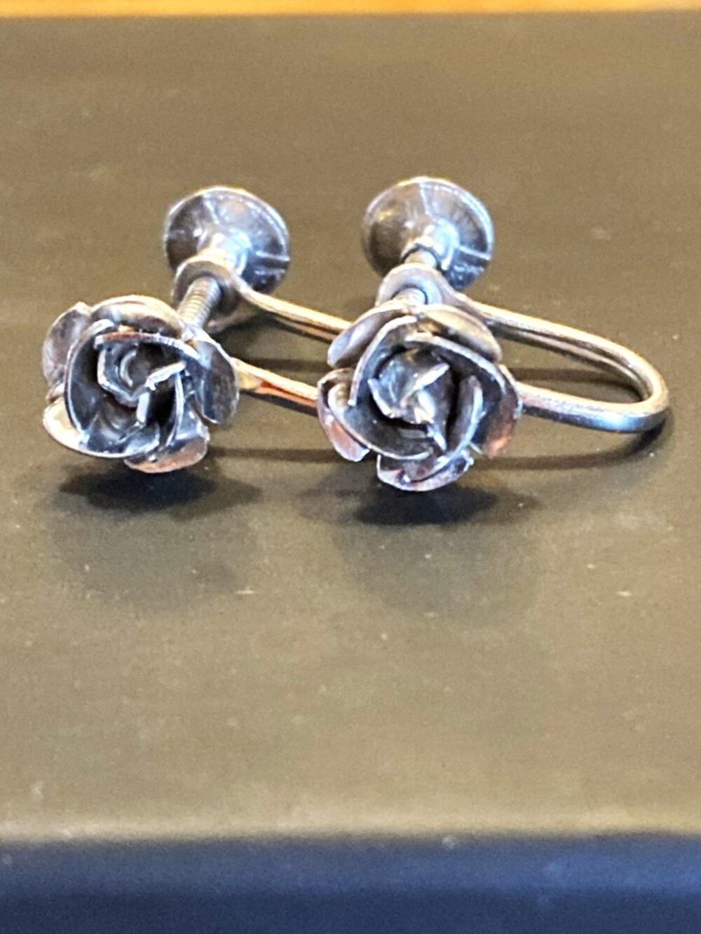 Vintage Bond Boyd sterling rose earrings